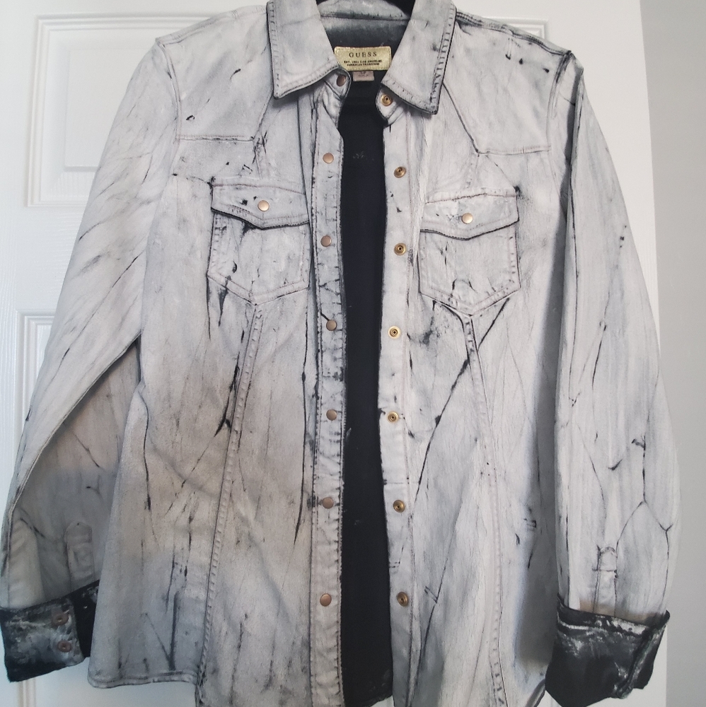 Guess Faux Leather Button Down